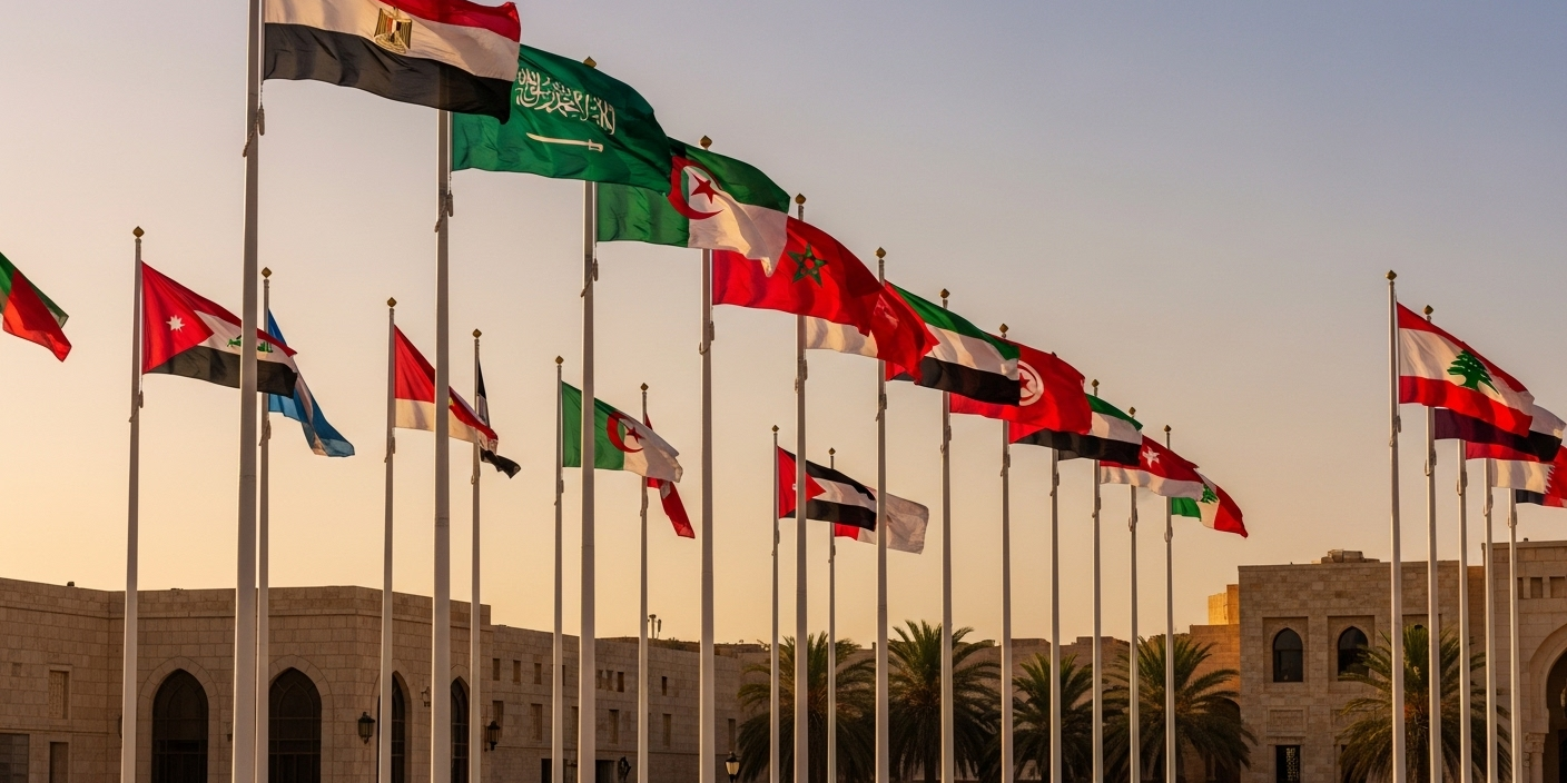 Flags of Middle East and North Africa countries waving outdoors – Asya Bayrak