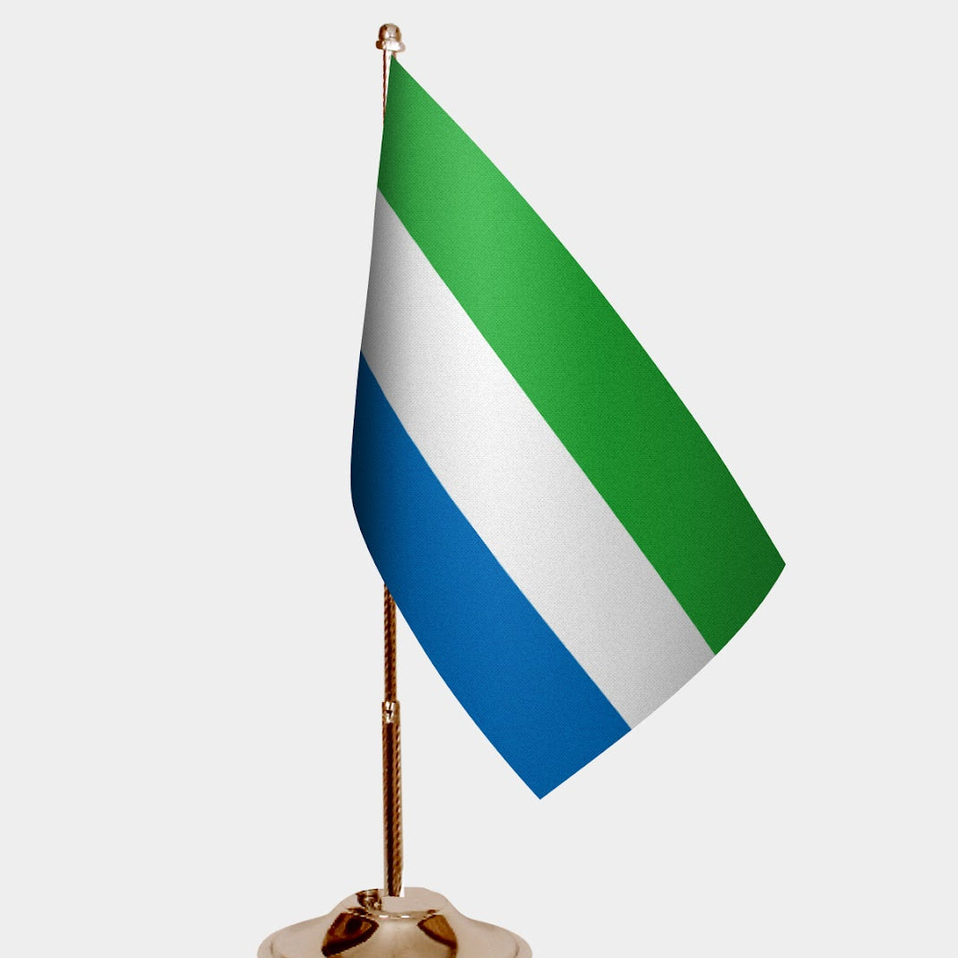 Sierra Leone Gold Desk Flag - Premium Metal Stand