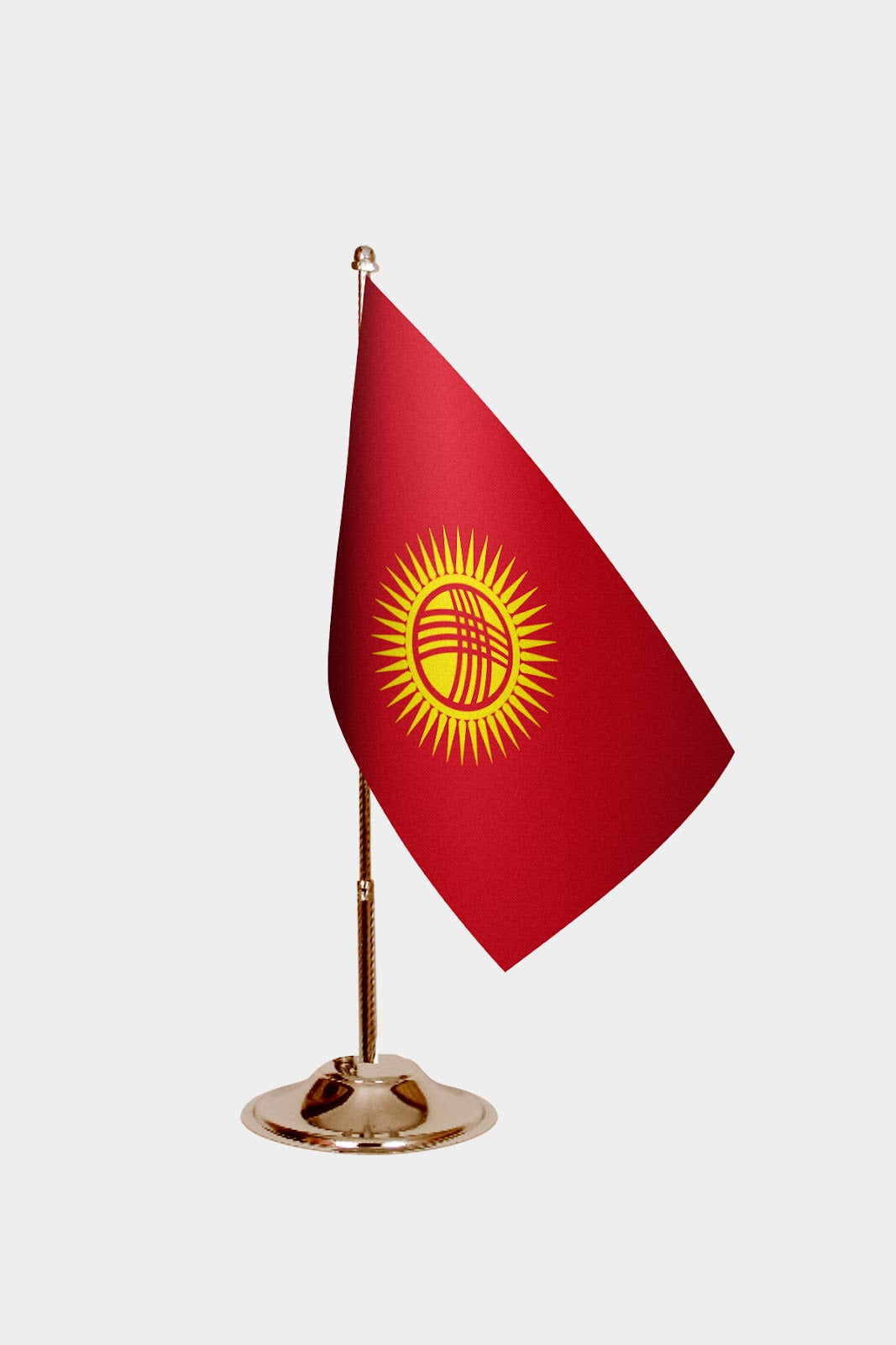 Kyrgyzstan Gold Desk Flag - Premium Metal Stand