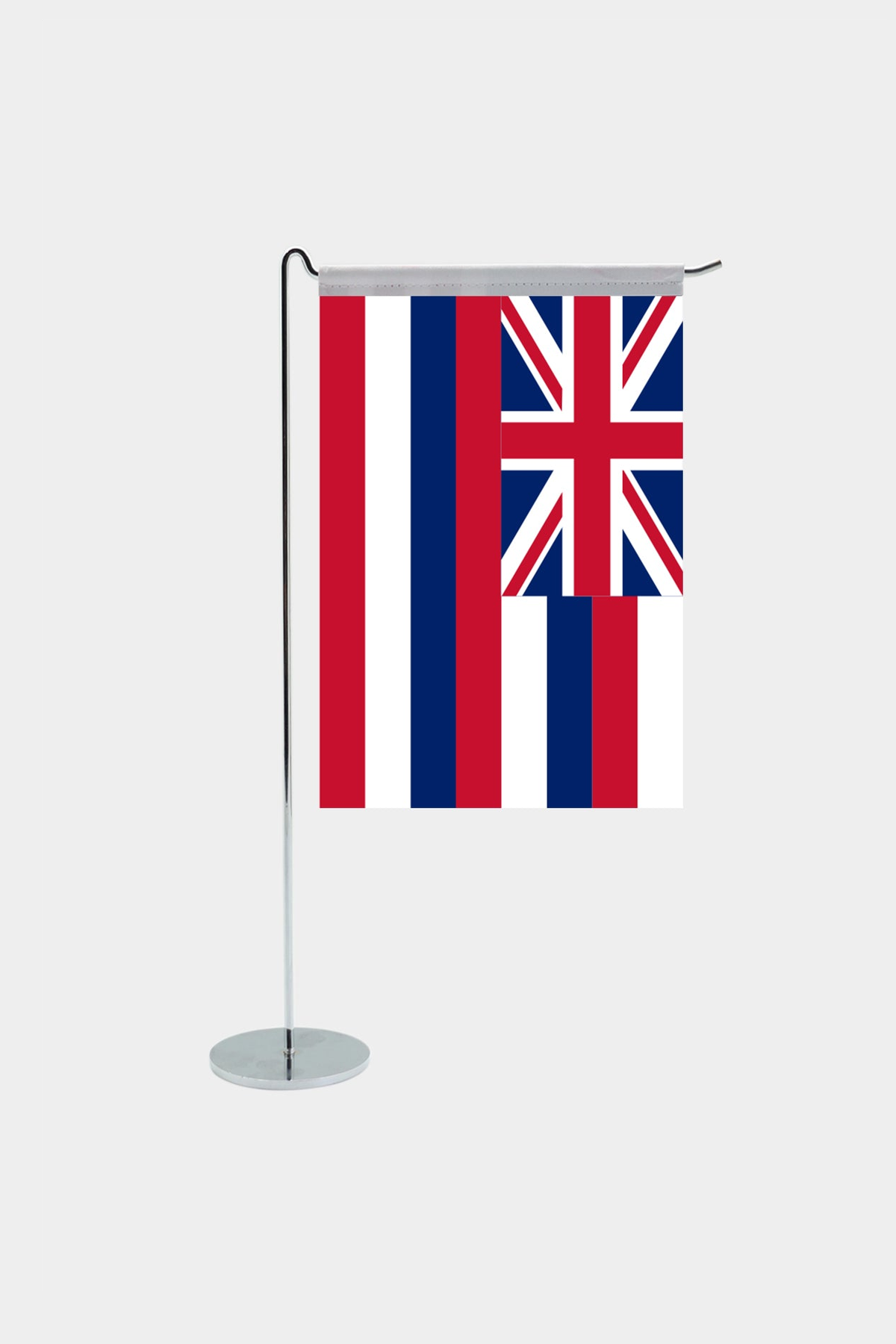 Hawaii state desk flag with chrome L-shaped stand - premium double-layer satin office flag