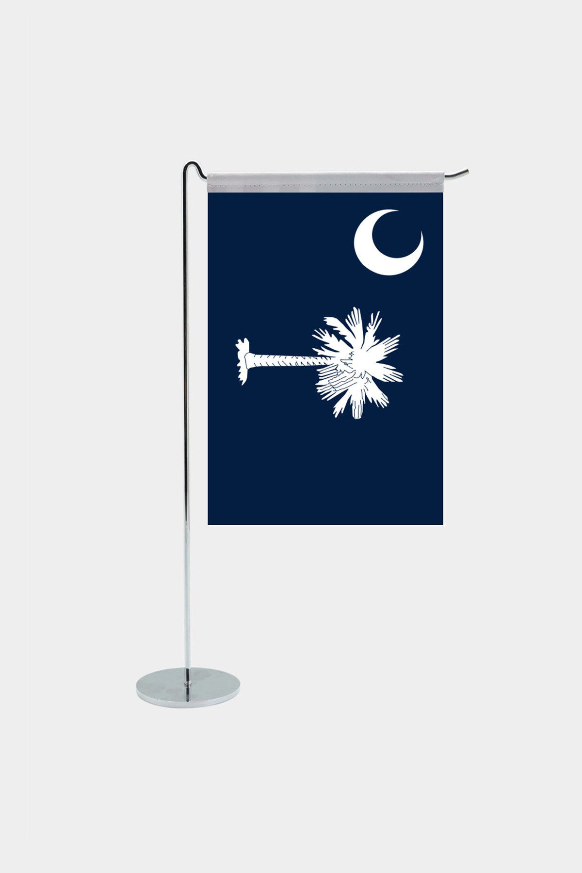 South Carolina state desk flag with chrome L-shaped stand - premium double-layer satin office flag