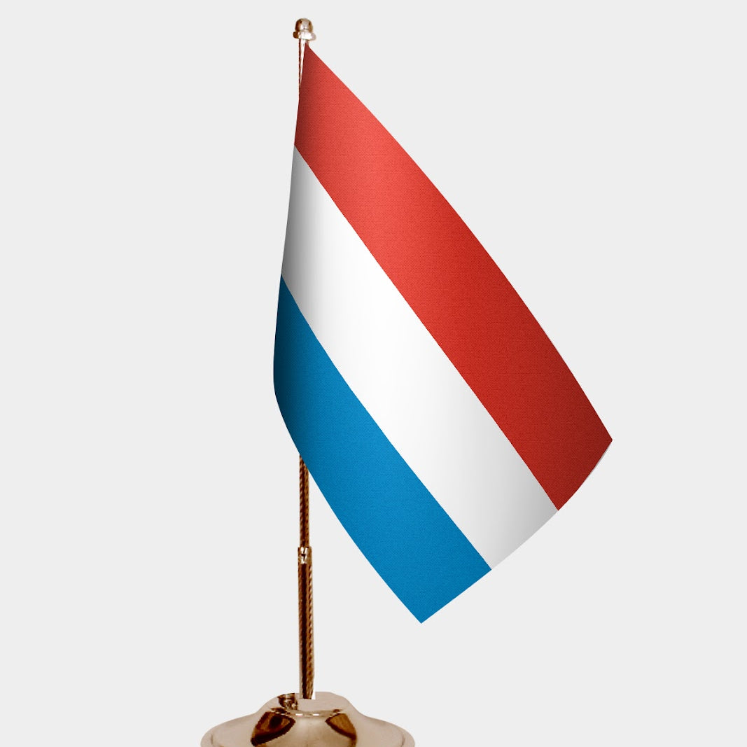 Luxembourg Gold Desk Flag - Premium Metal Stand