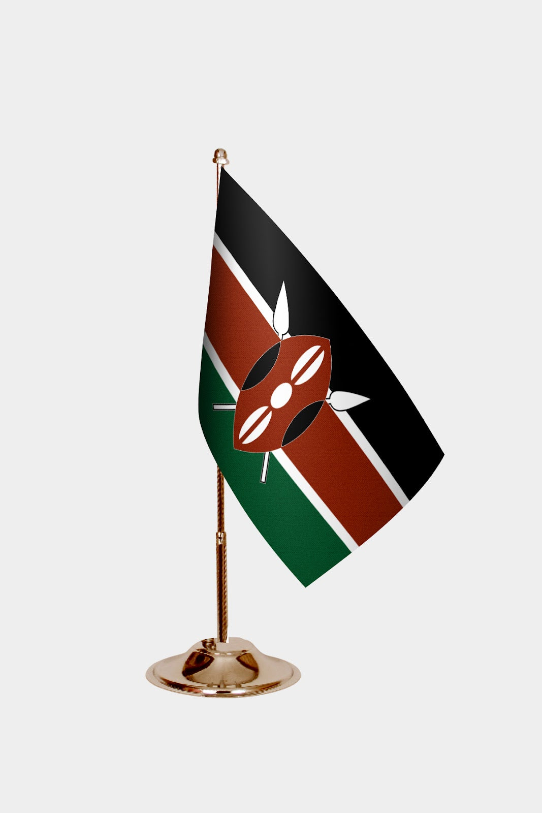 Kenya Gold Desk Flag - Premium Metal Stand