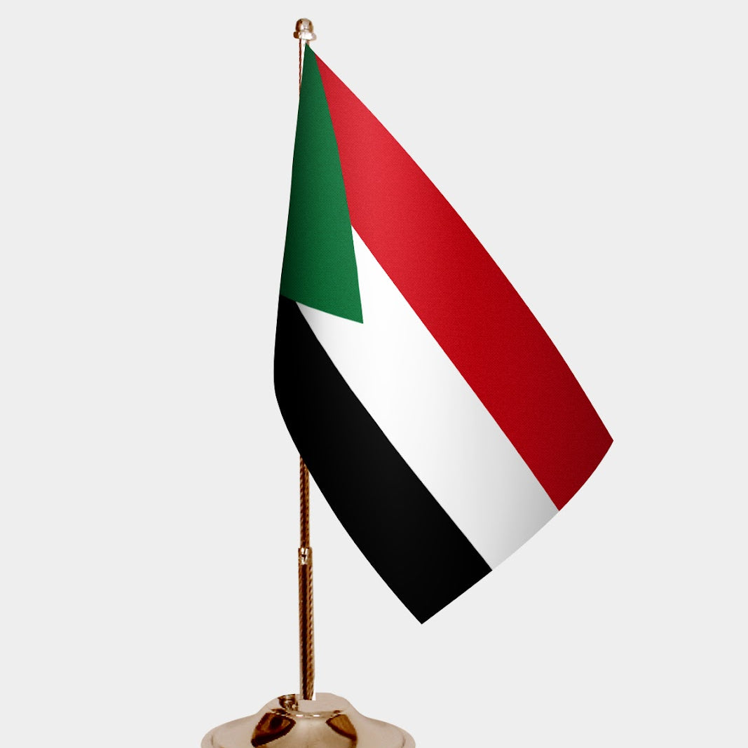 South Sudan Gold Desk Flag - Premium Metal Stand