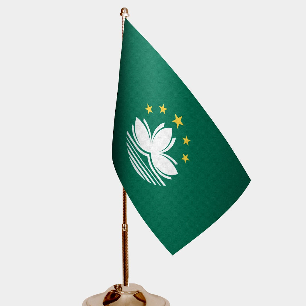 Hong Kong Gold Desk Flag - Premium Metal Stand
