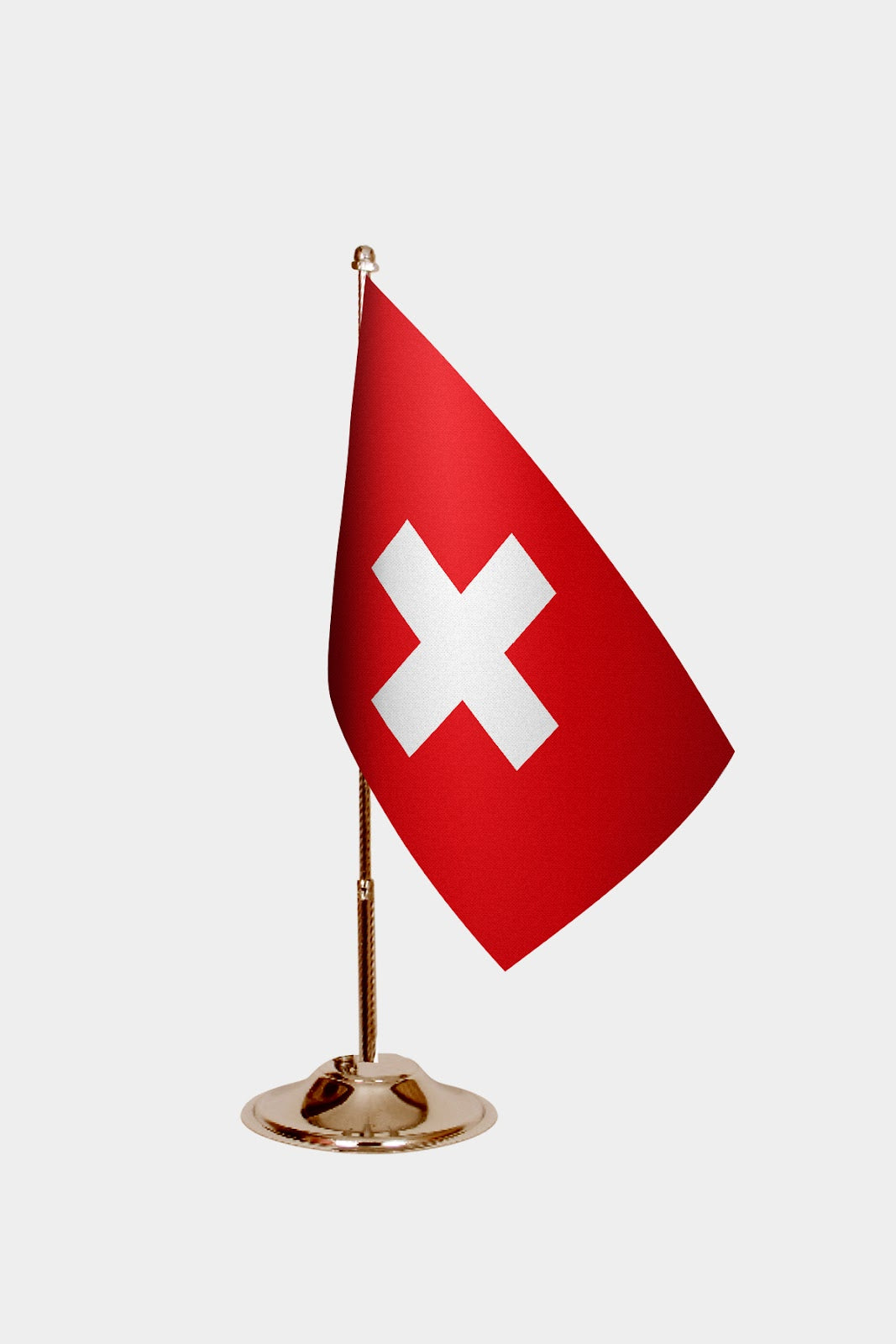 Switzerland Gold Desk Flag - Premium Metal Stand