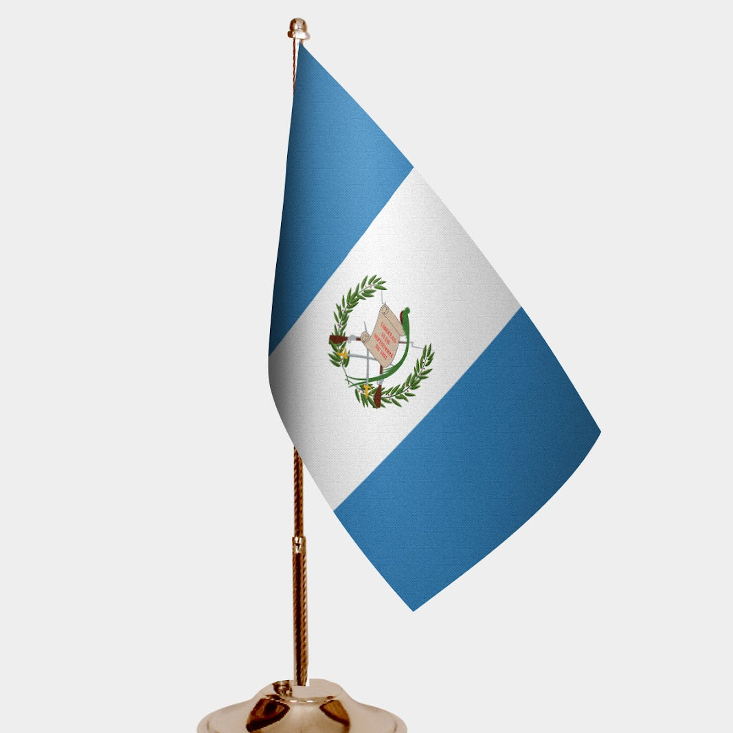 Guatemala Gold Desk Flag - Premium Metal Stand