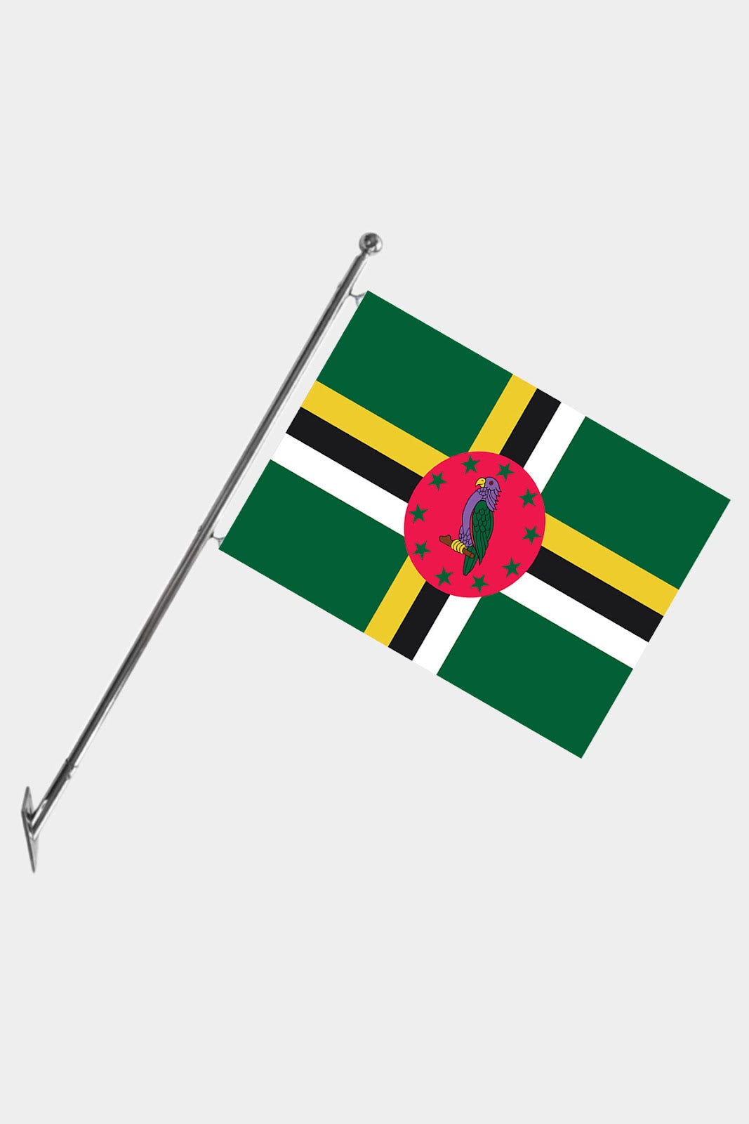 Dominica Wall-Mounted Telescopic Flagpole Set — Polyester