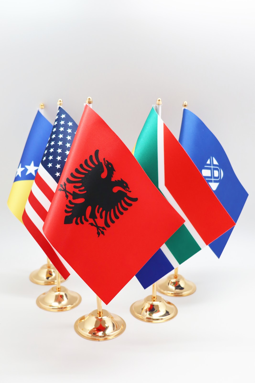 Gold Desk Flag Detail - Full Assembly View