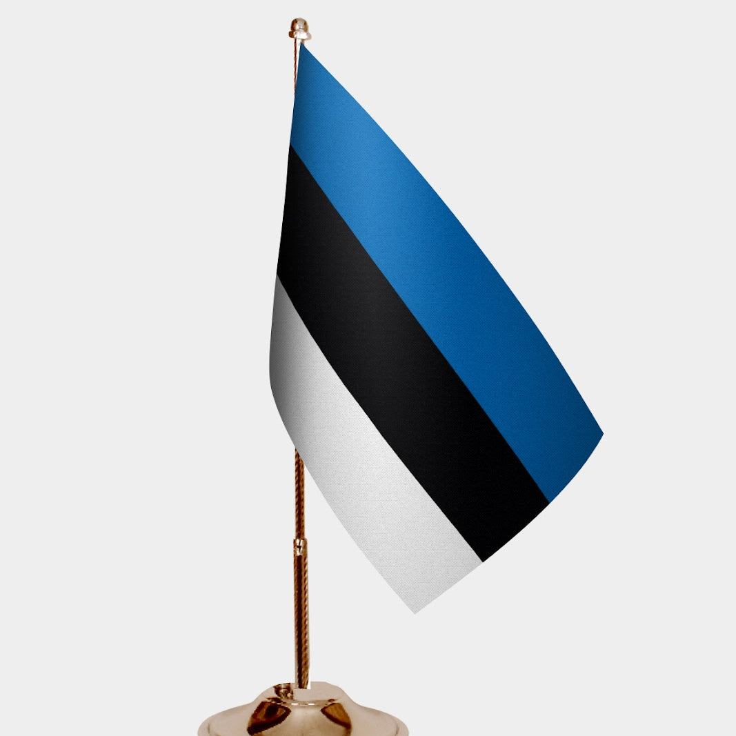 Estonia Gold Desk Flag - Premium Metal Stand