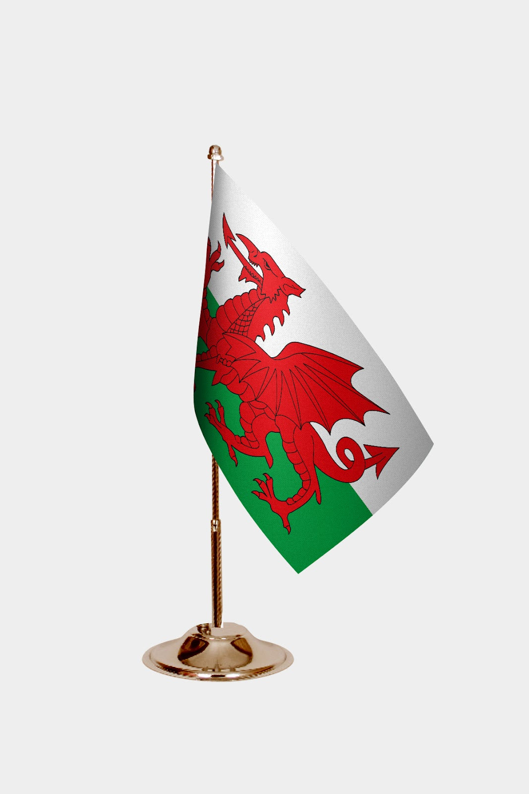 Wales Gold Desk Flag - Premium Metal Stand