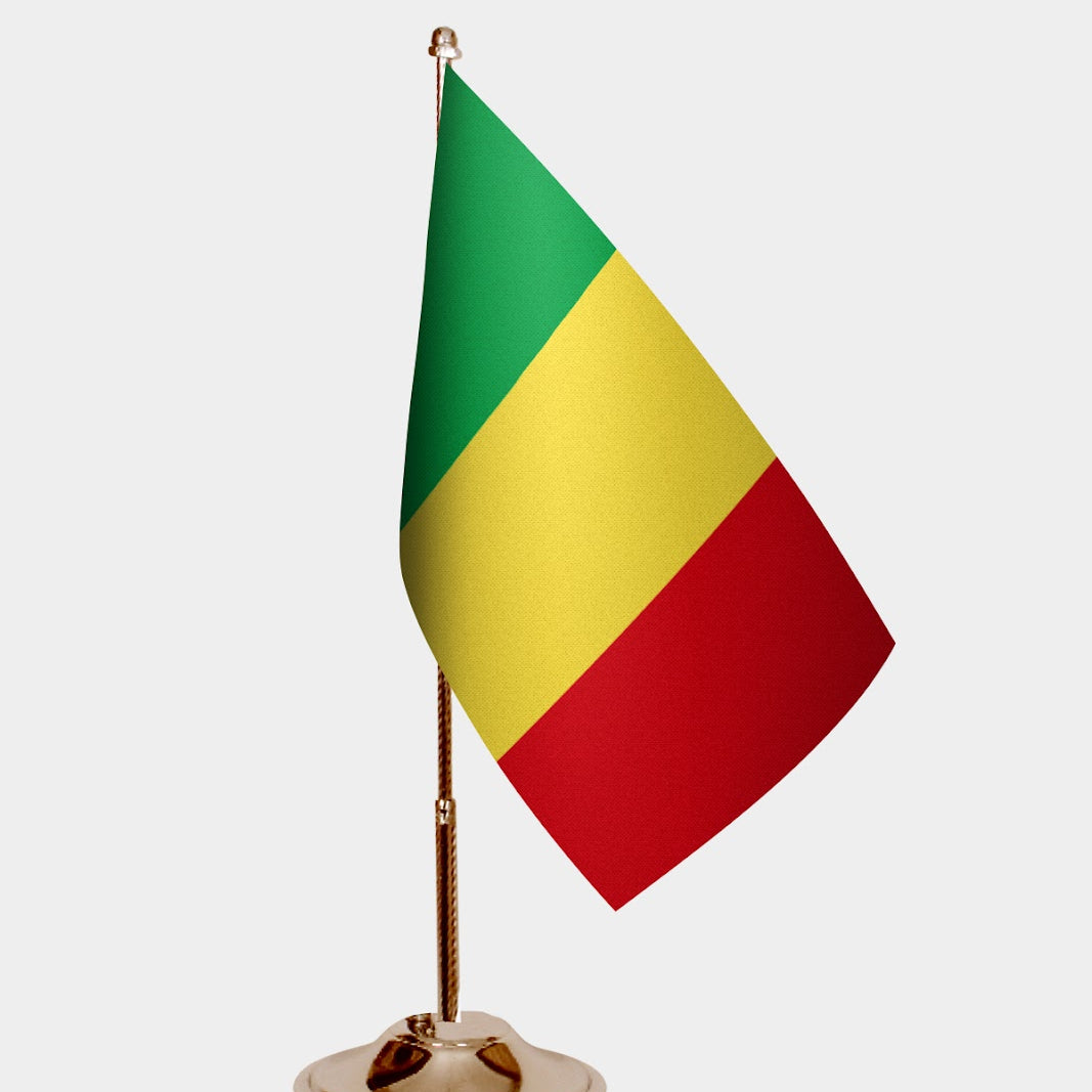Mali Gold Desk Flag - Premium Metal Stand