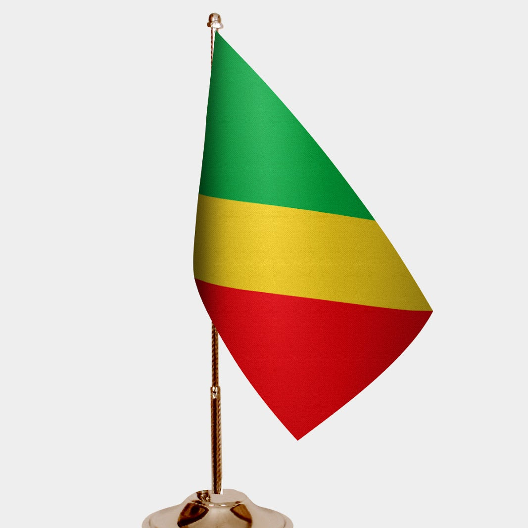 Congo Gold Desk Flag - Premium Metal Stand