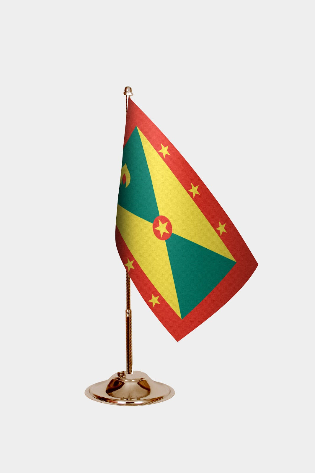 Grenada Gold Desk Flag - Premium Metal Stand