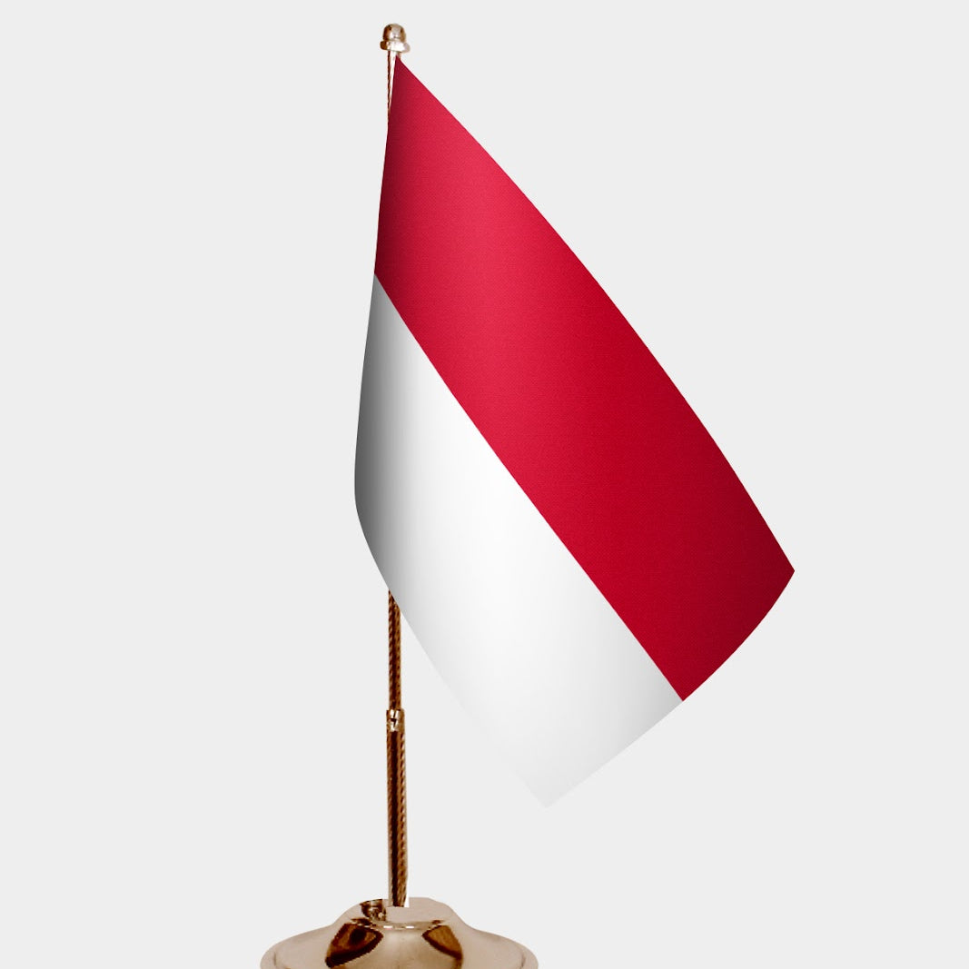 Monaco Gold Desk Flag - Premium Metal Stand