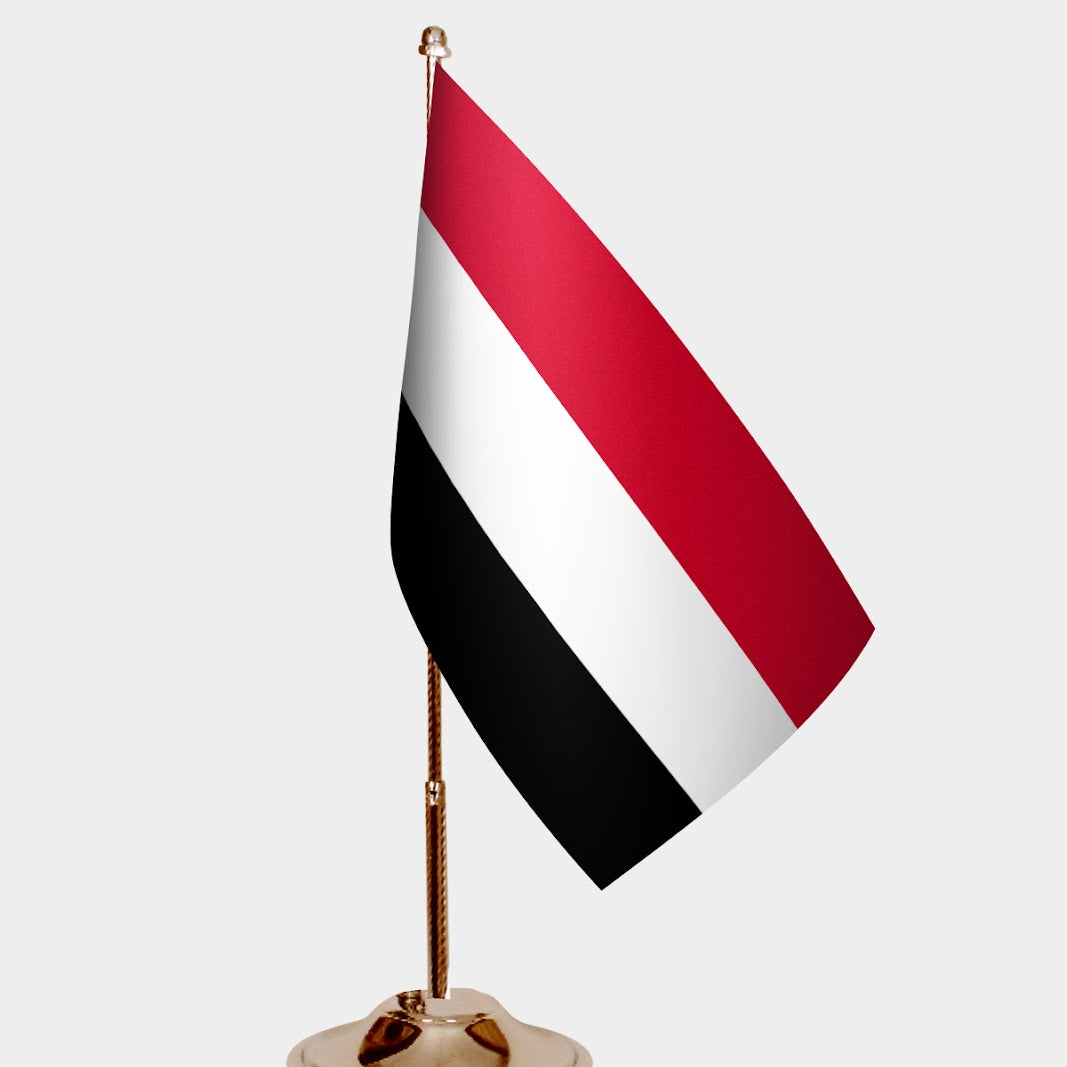 Yemen Gold Desk Flag - Premium Metal Stand