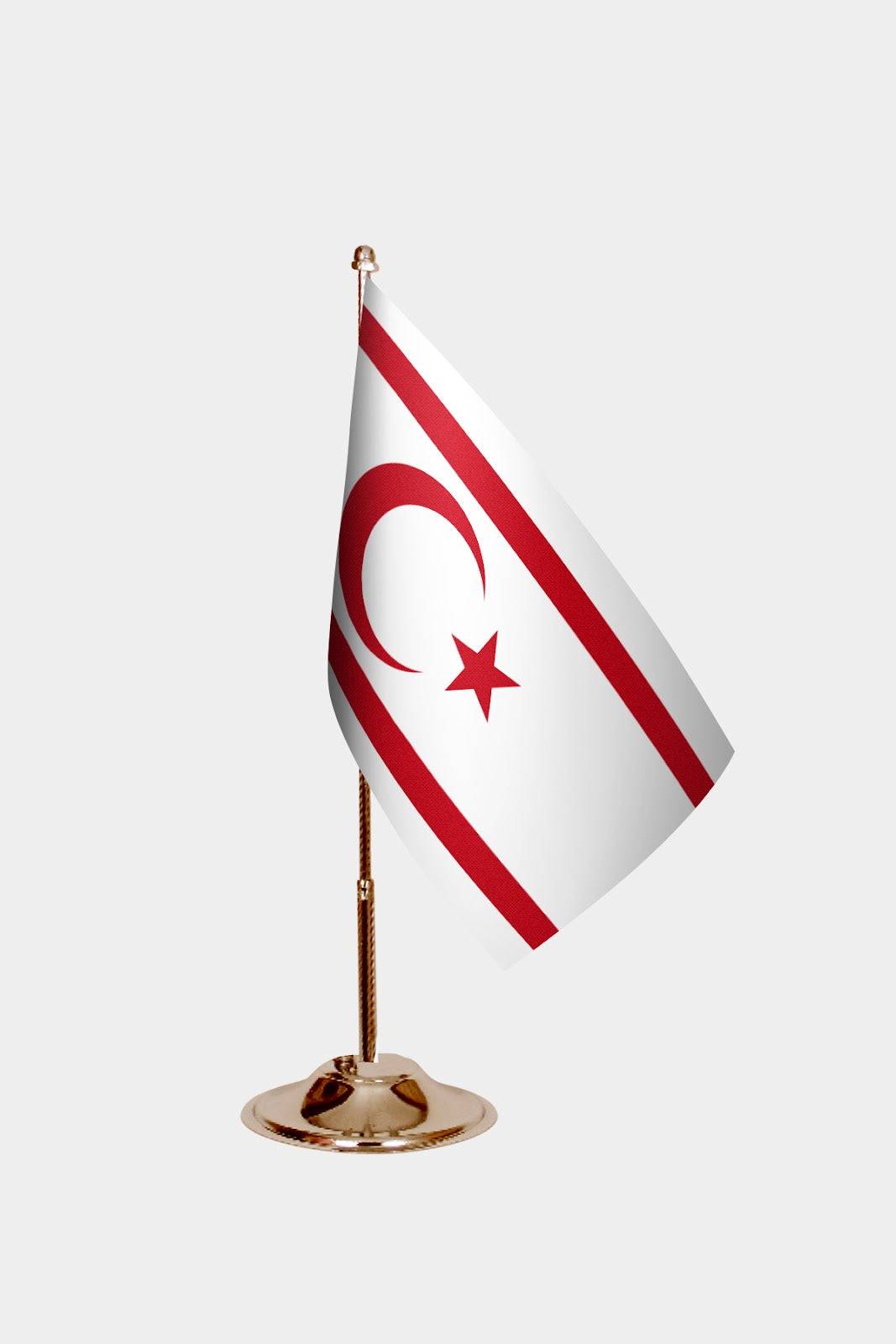 Northern Cyprus Turkish Republic Gold Desk Flag - Premium Metal Stand