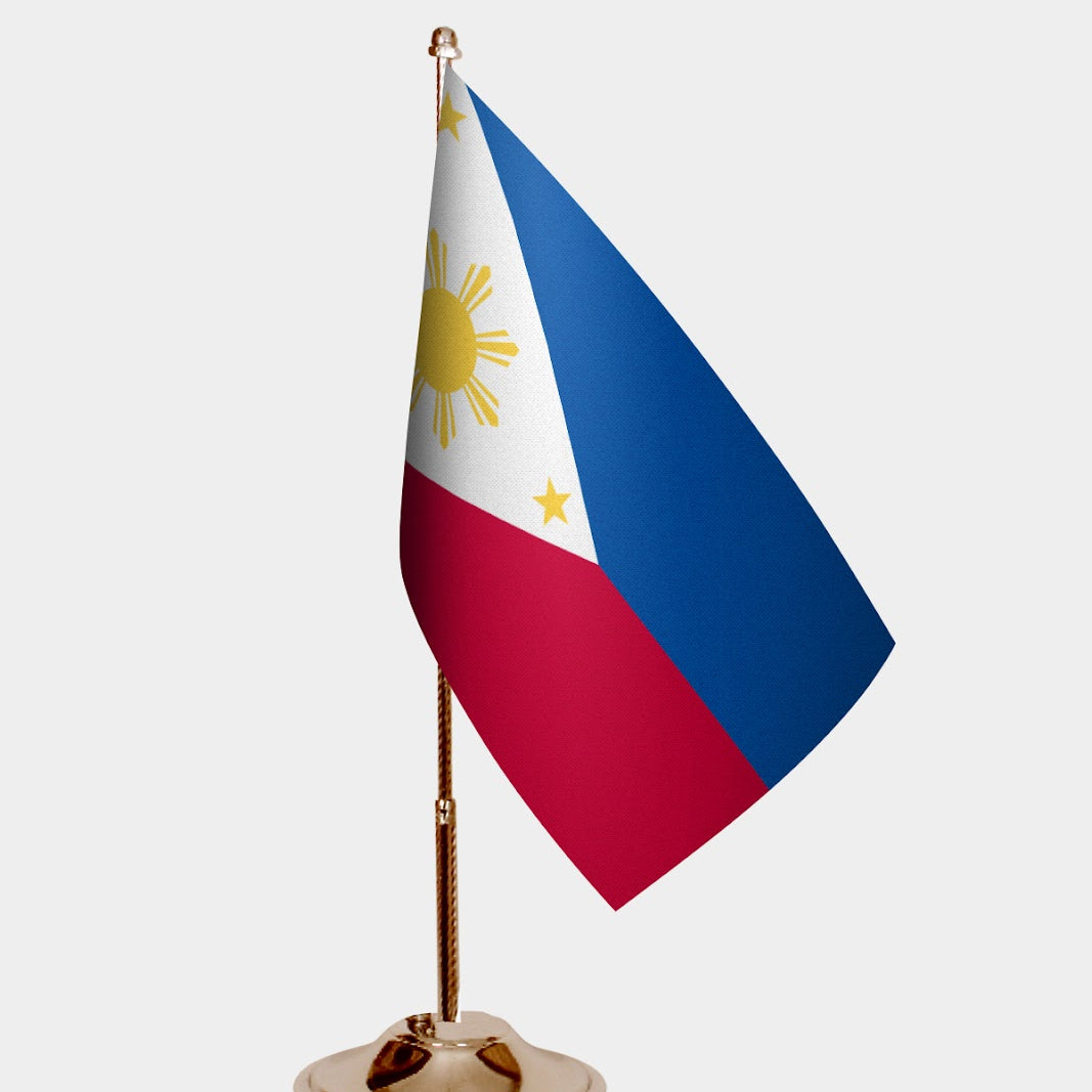 Philippines Gold Desk Flag - Premium Metal Stand