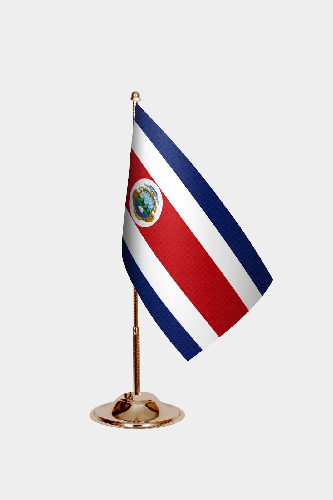 Costa Rica Gold Desk Flag - Premium Metal Stand