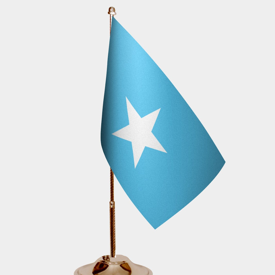 Somalia Gold Desk Flag - Premium Metal Stand