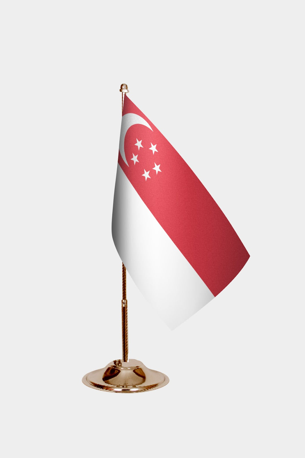 Singapore Gold Desk Flag - Premium Metal Stand