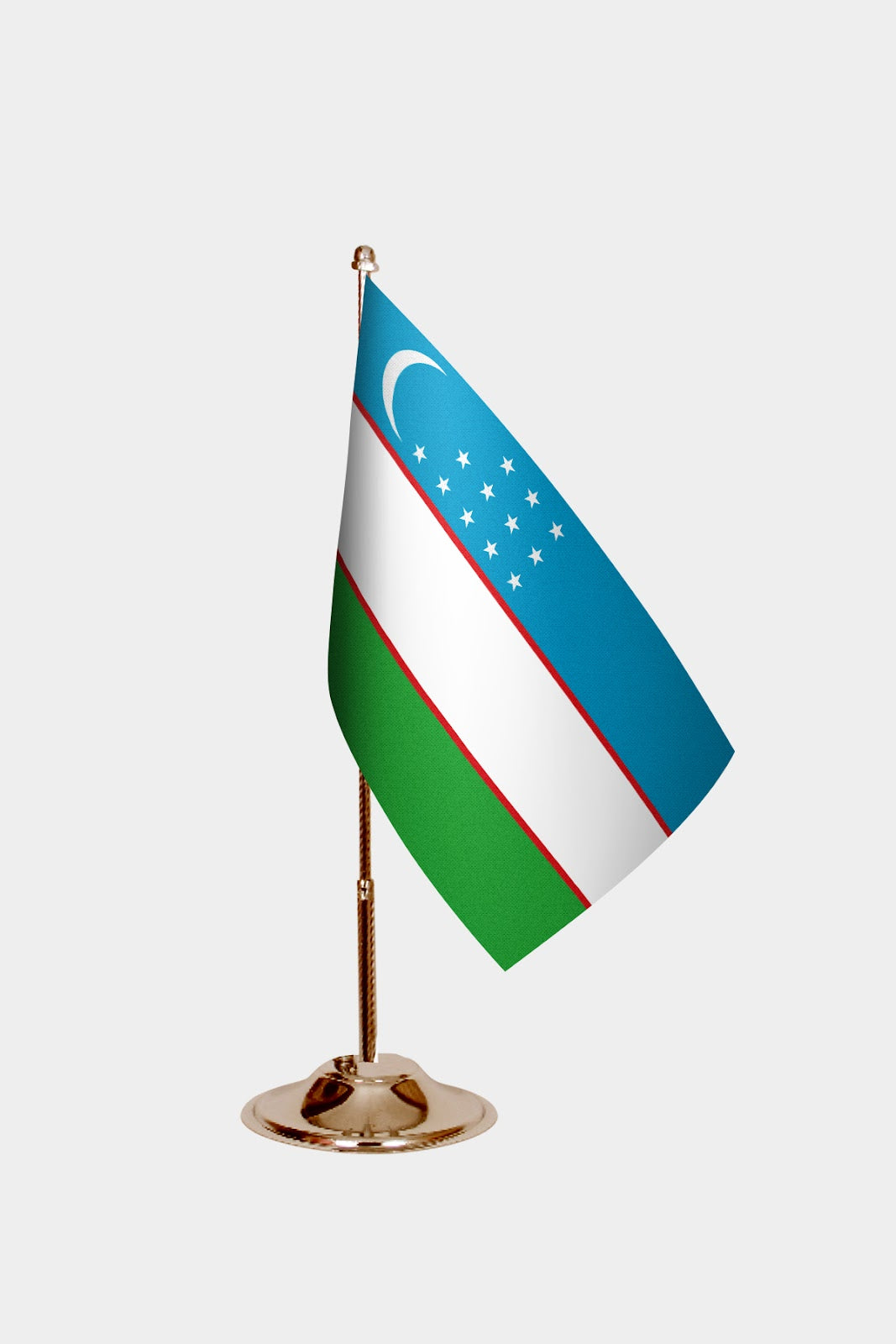 Uzbekistan Gold Desk Flag - Premium Metal Stand