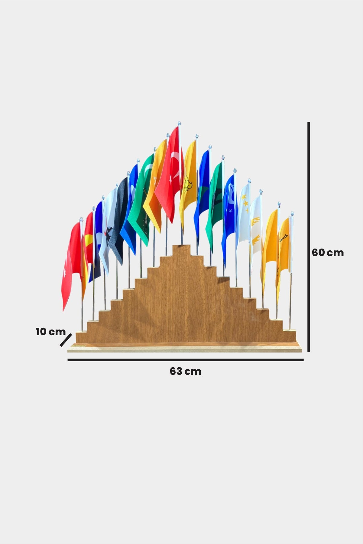 Ancient Turkic Empires Flag Display - Side View Dimensions