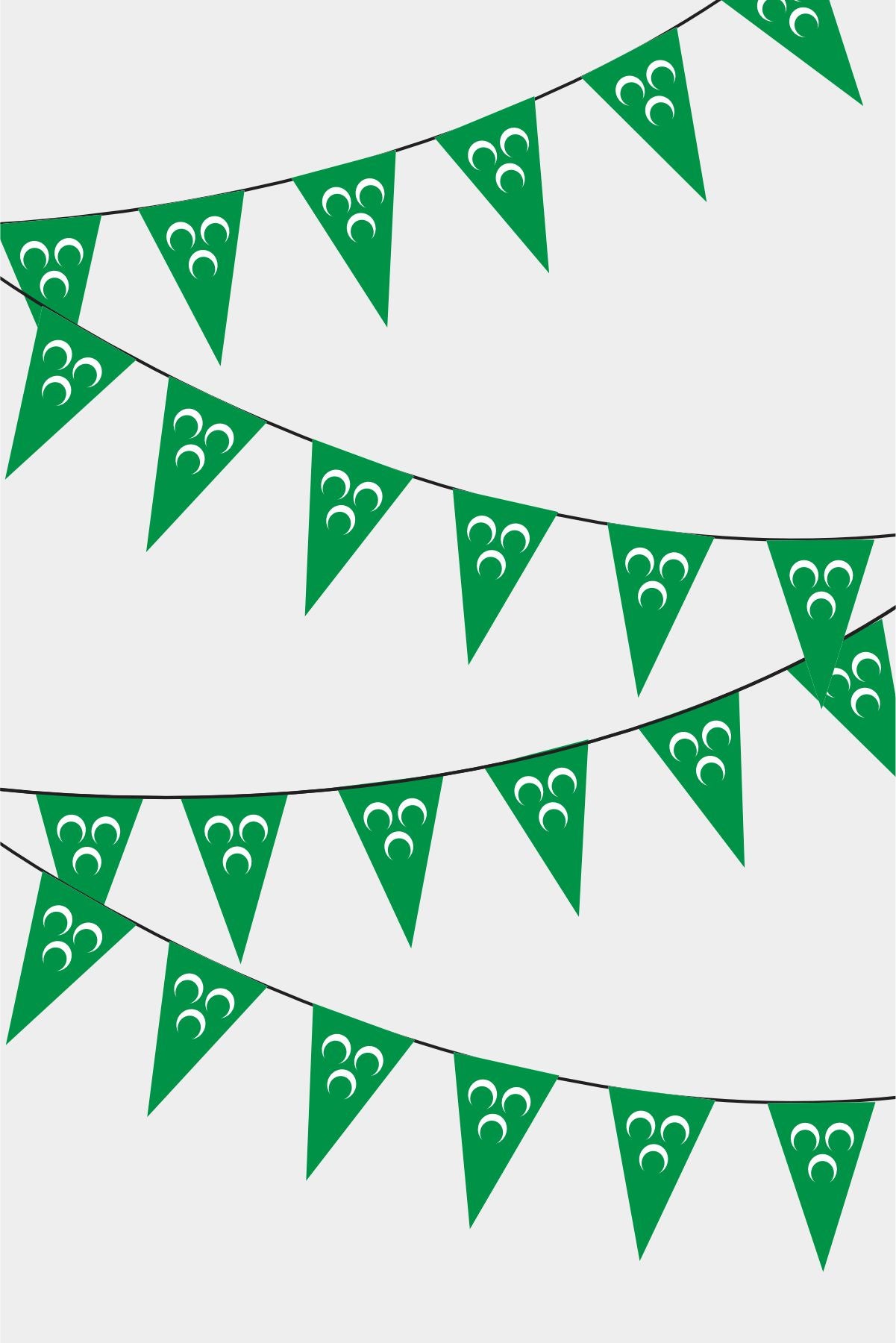 3 Hilal Triangular Flag Bunting - 50 Meters Premium Pennant Flags for Party Decoration | Professional Quality Raschel Fabric