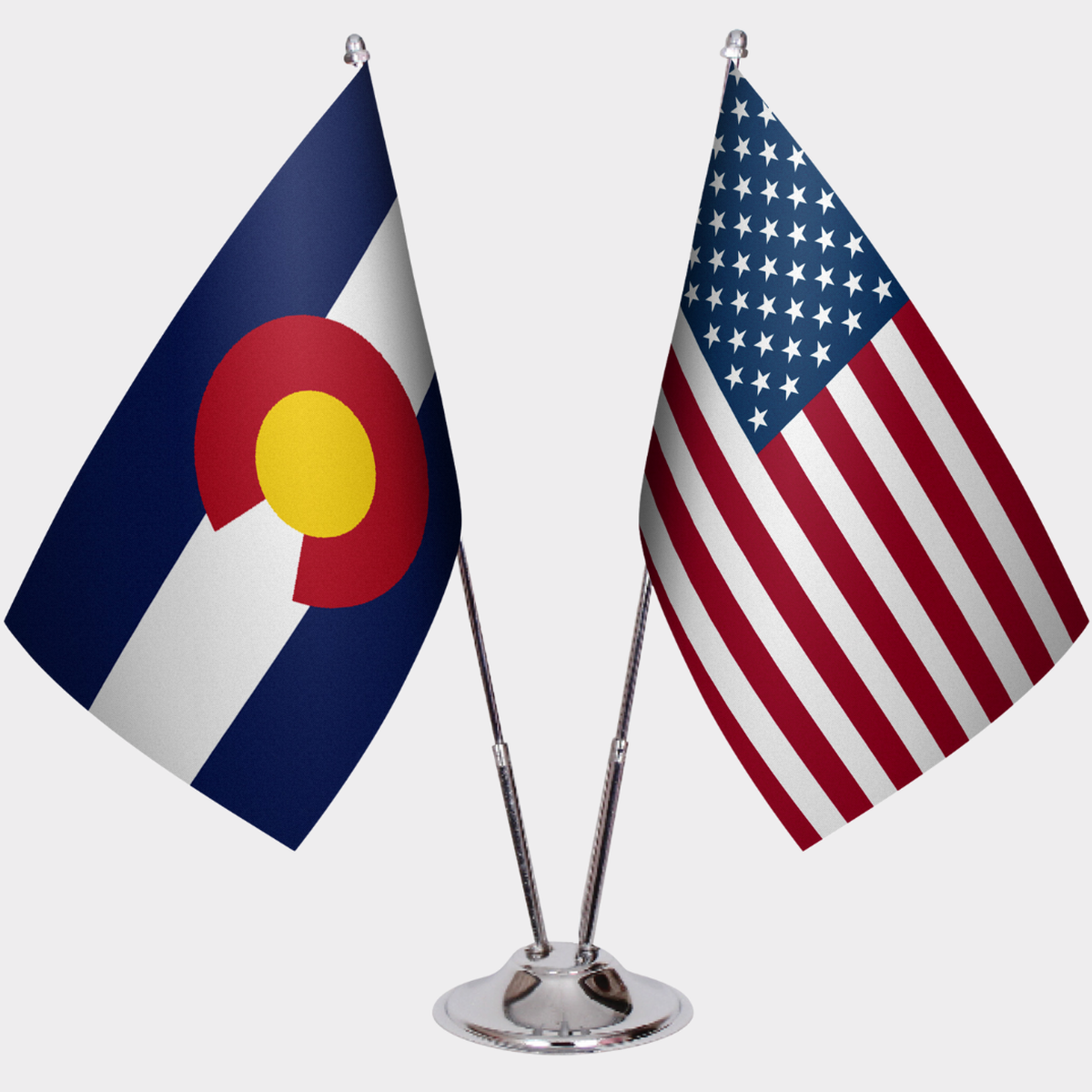 Colorado & U.S. Desk Flag Set — Double Satin