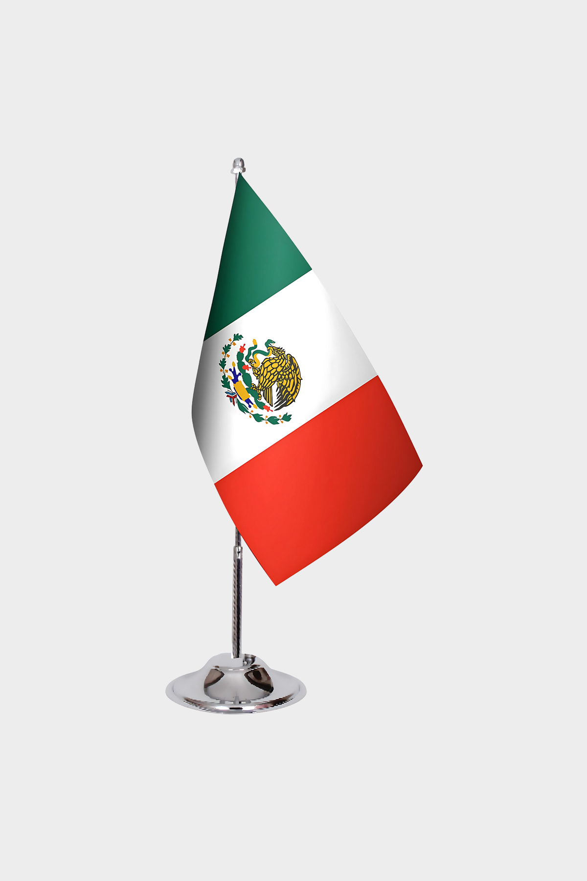 Mexican Desk Flag - Premium Double-Layer Satin with Chrome L-Shaped Stand | Professional Quality Country Desk Flag for Government Offices and Institutions