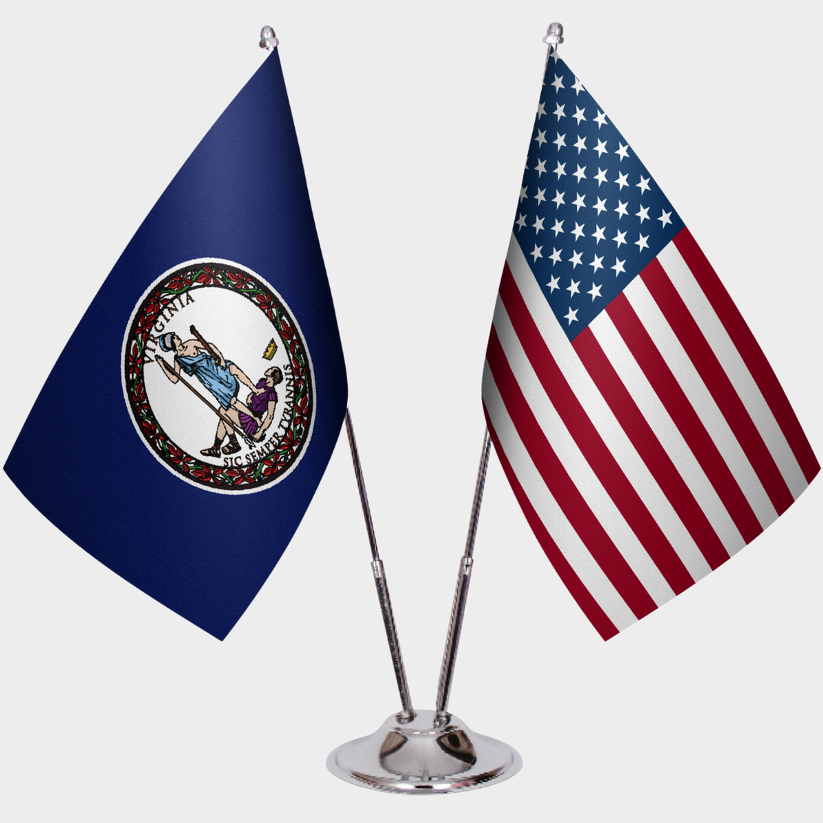 Virginia & U.S. Desk Flag Set — Double Satin