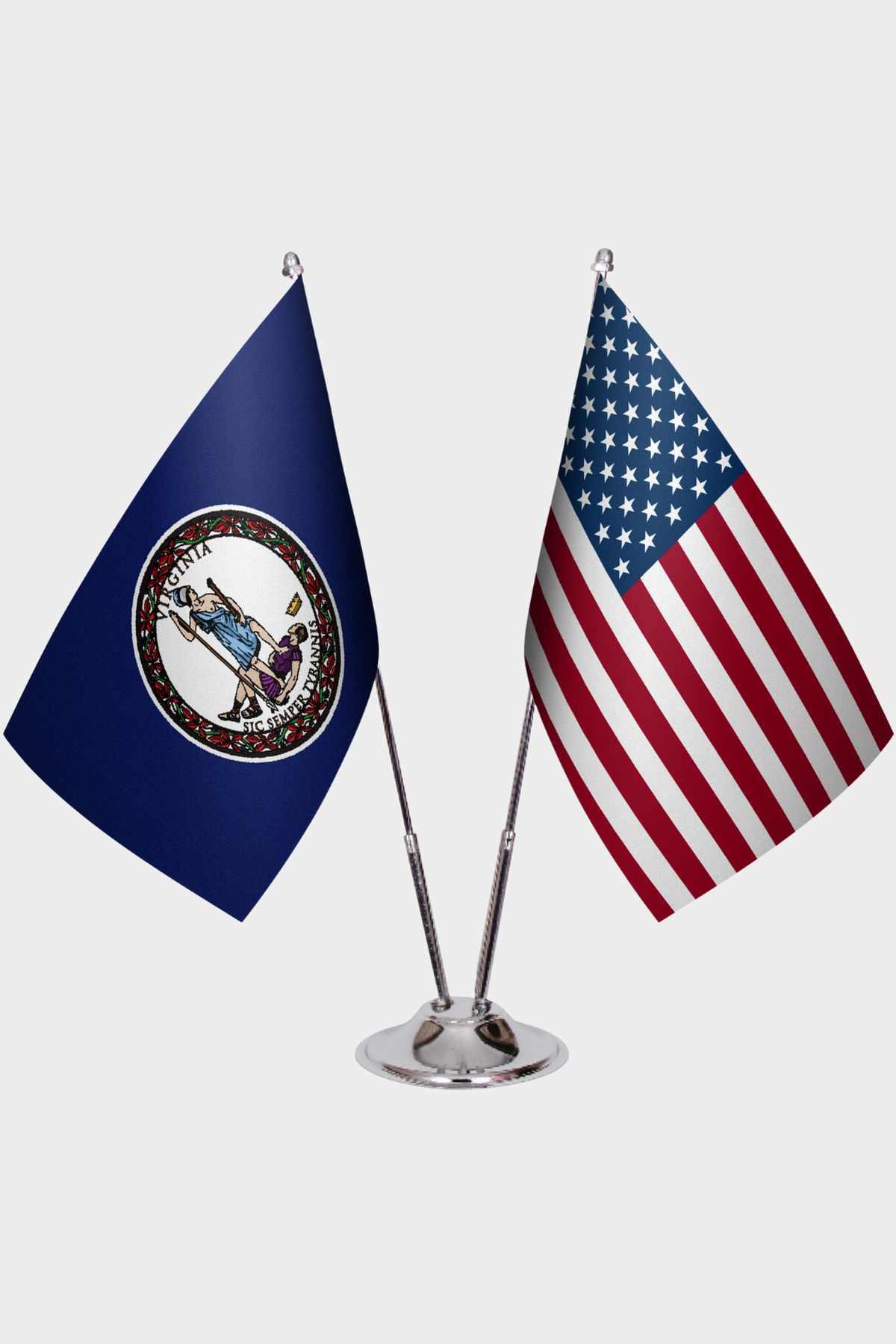 Virginia & U.S. Desk Flag Set — Double Satin