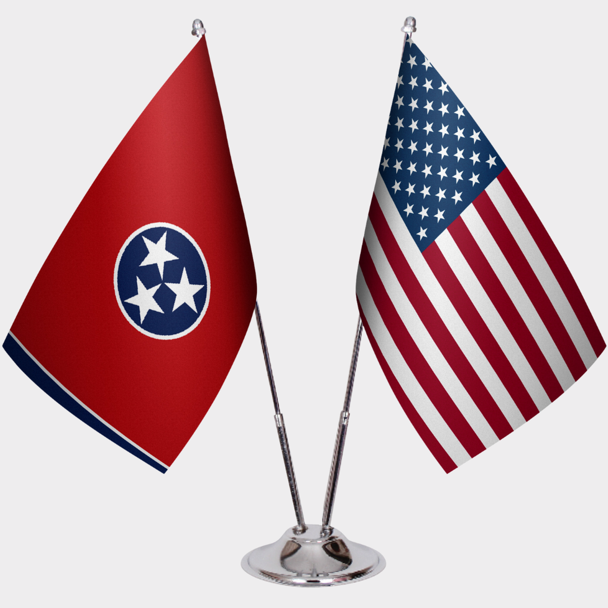 Tennessee & U.S. Desk Flag Set — Double Satin