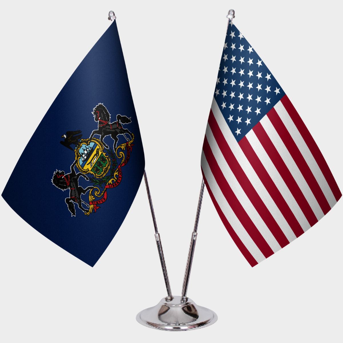Pennsylvania & U.S. Desk Flag Set — Double Satin