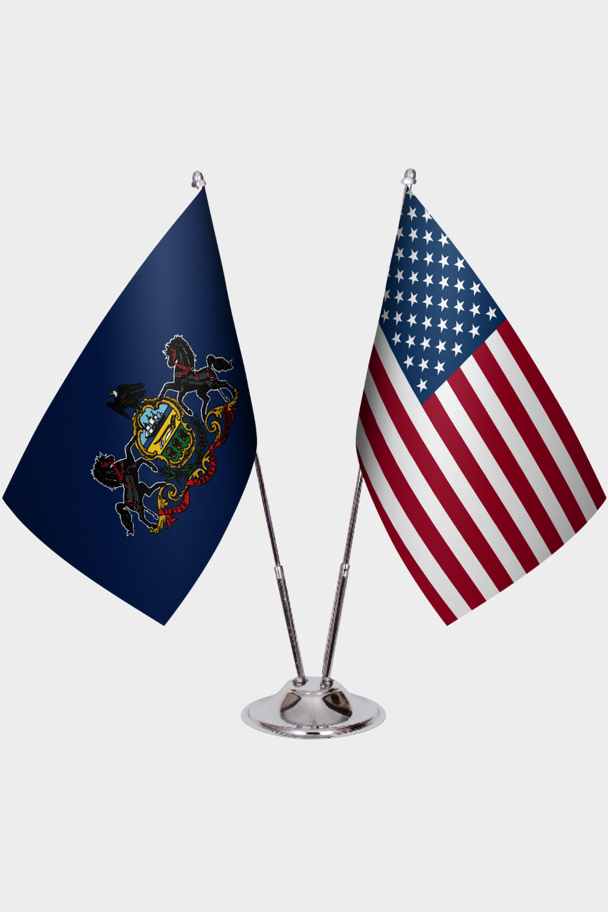 Pennsylvania & U.S. Desk Flag Set — Double Satin