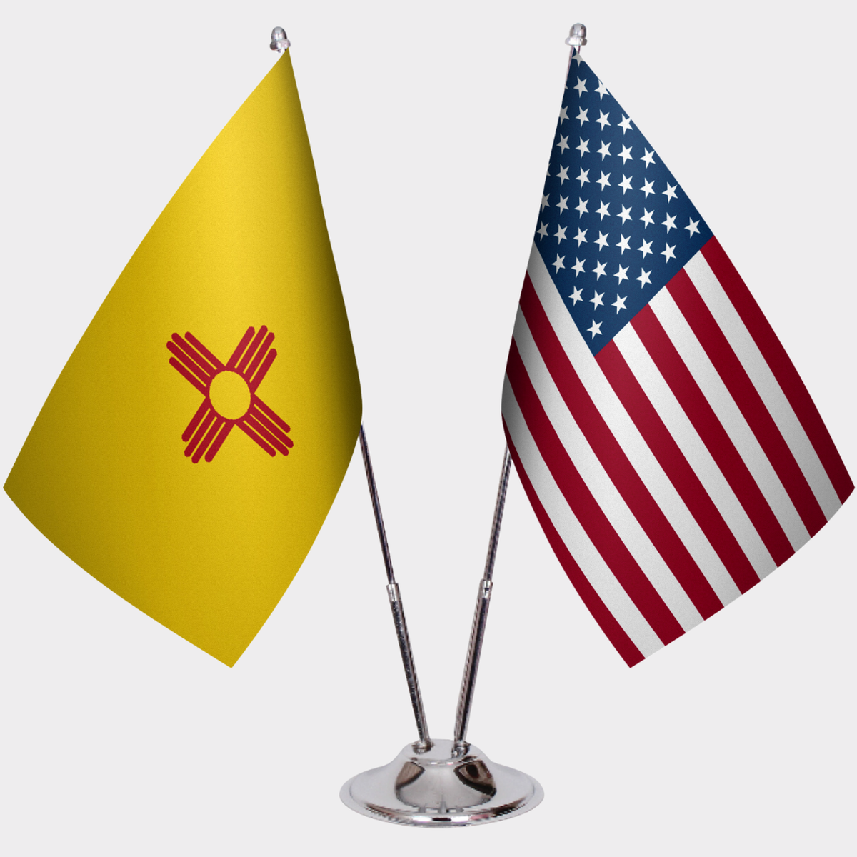 New Mexico & U.S. Desk Flag Set — Double Satin