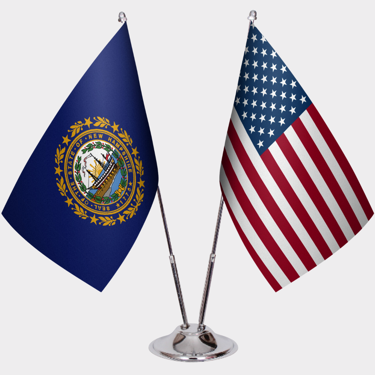 New Hampshire & U.S. Desk Flag Set — Double Satin