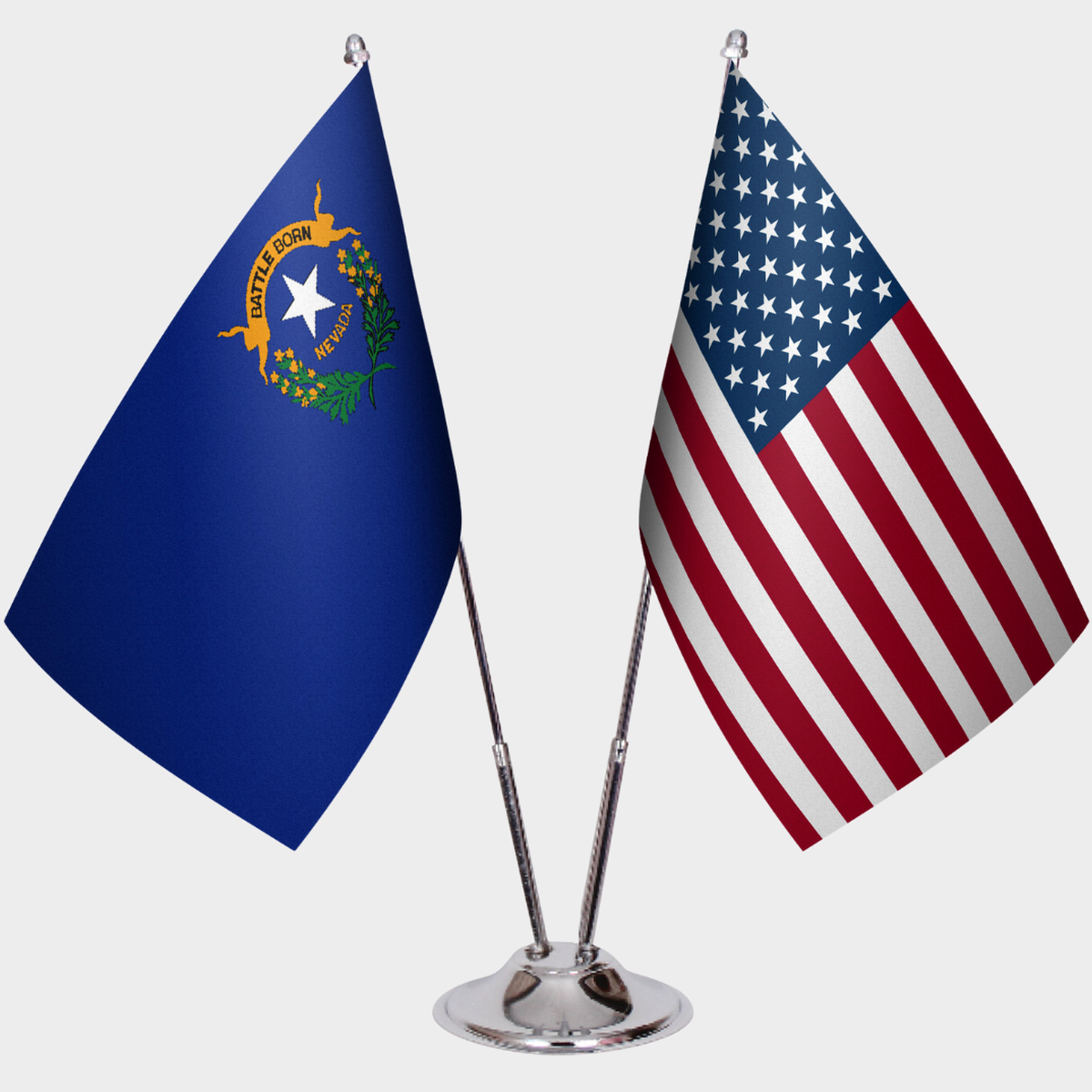 Nevada & U.S. Desk Flag Set — Double Satin