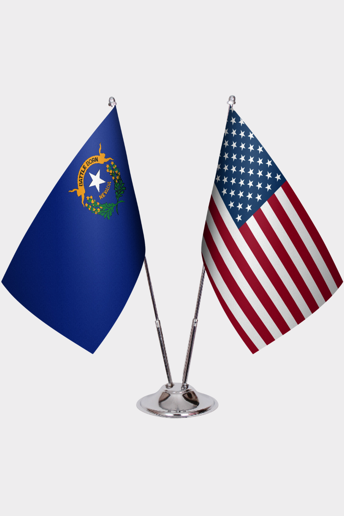 Nevada & U.S. Desk Flag Set — Double Satin