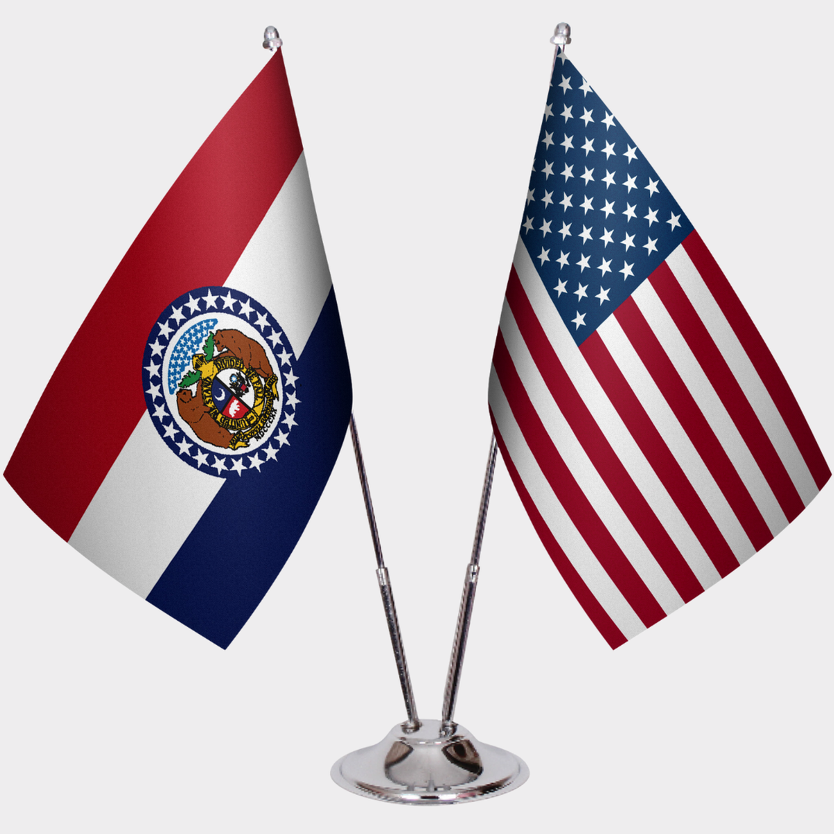Missouri & U.S. Desk Flag Set — Double Satin