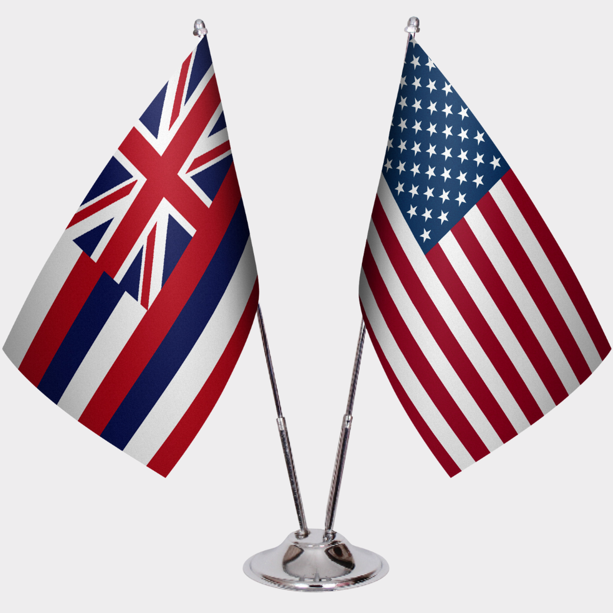 Hawaii & U.S. Desk Flag Set — Double Satin