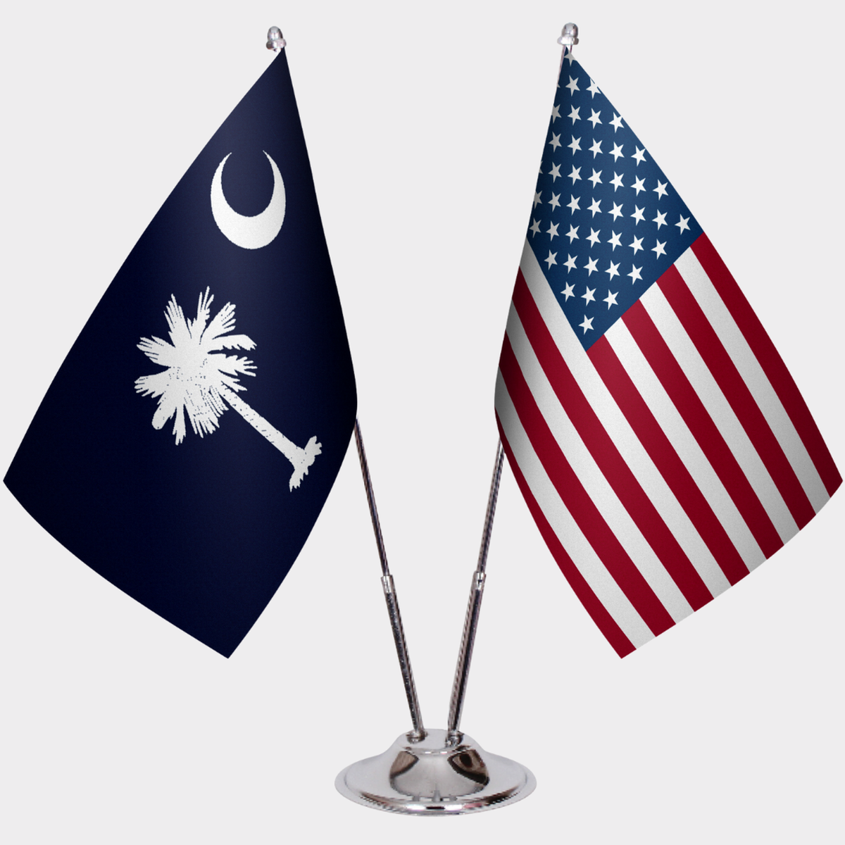 South Carolina & U.S. Desk Flag Set — Double Satin