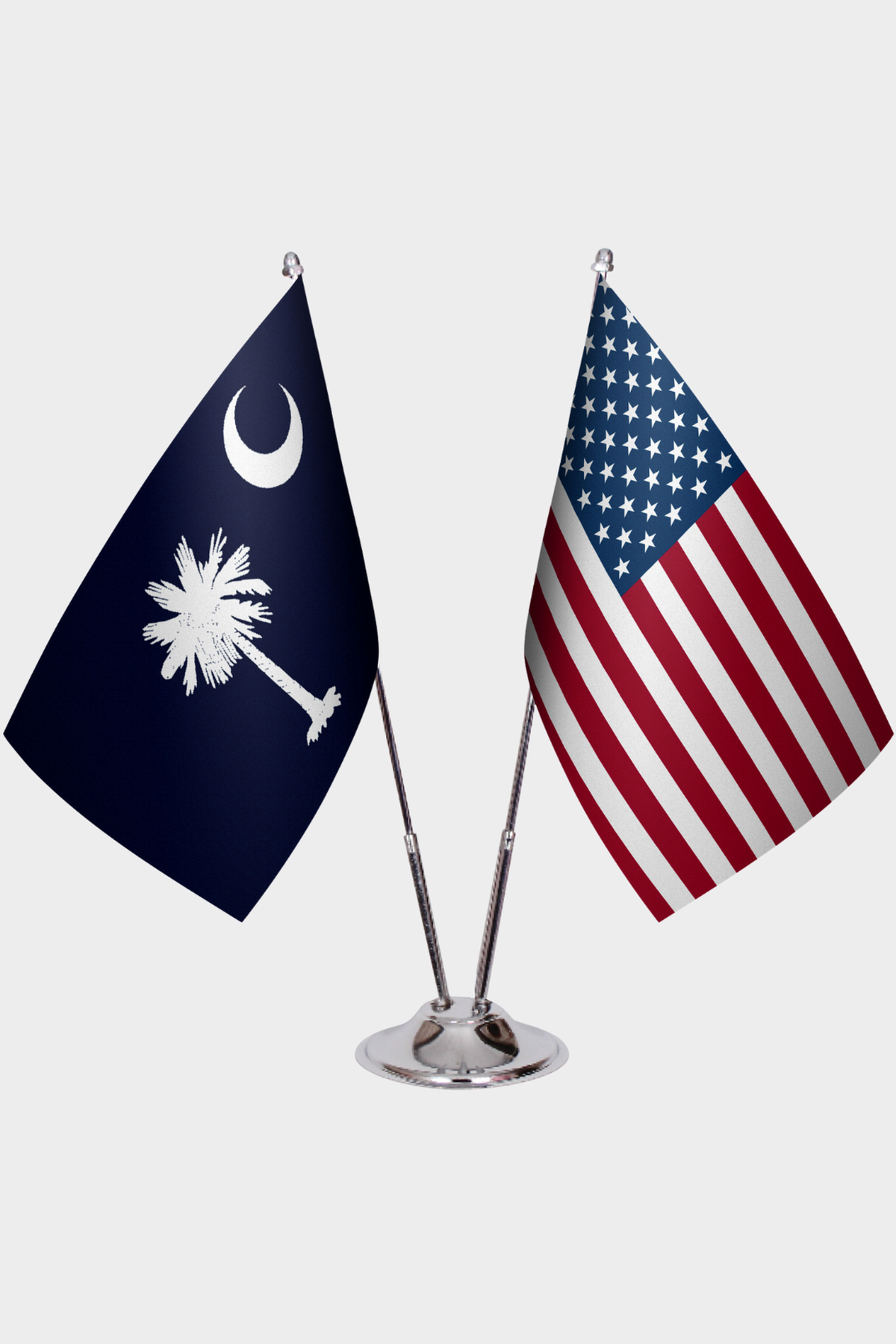 South Carolina & U.S. Desk Flag Set — Double Satin