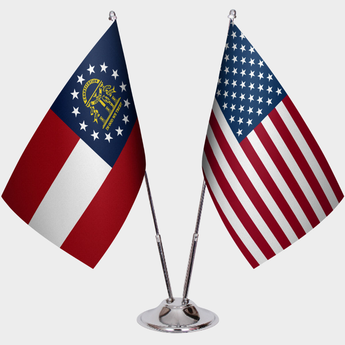 Georgia & U.S. Desk Flag Set — Double Satin