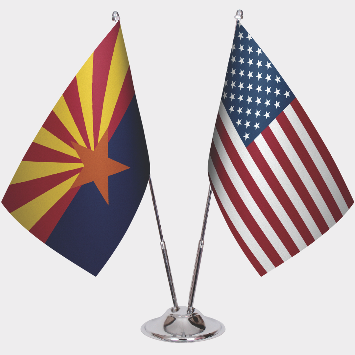 Arizona State Flag & US Flag – Dual Desk Flag Set with Base – ASYA