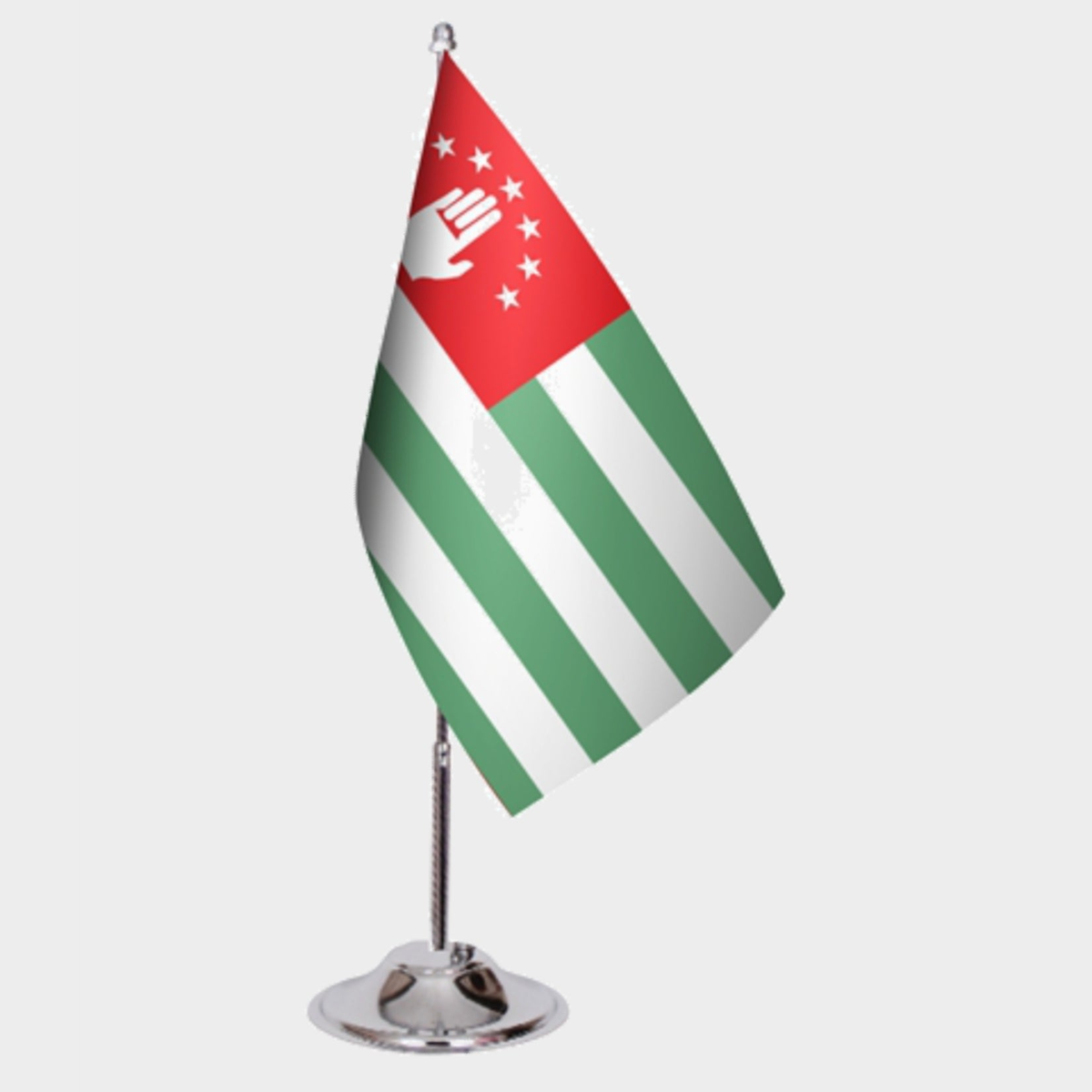 Abhazya Desk Flag - Premium Double-Layer Satin with Chrome L-Shaped Stand | Professional Quality Country Desk Flag for Government Offices and Institutions