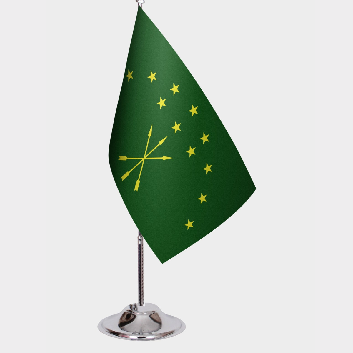 Adige Desk Flag - Premium Double-Layer Satin with Chrome L-Shaped Stand | Professional Quality Country Desk Flag for Government Offices and Institutions