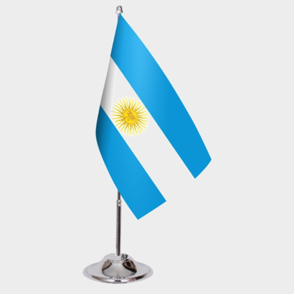 Argentine Desk Flag - Premium Double-Layer Satin with Chrome L-Shaped Stand | Professional Quality Country Desk Flag for Government Offices and Institutions