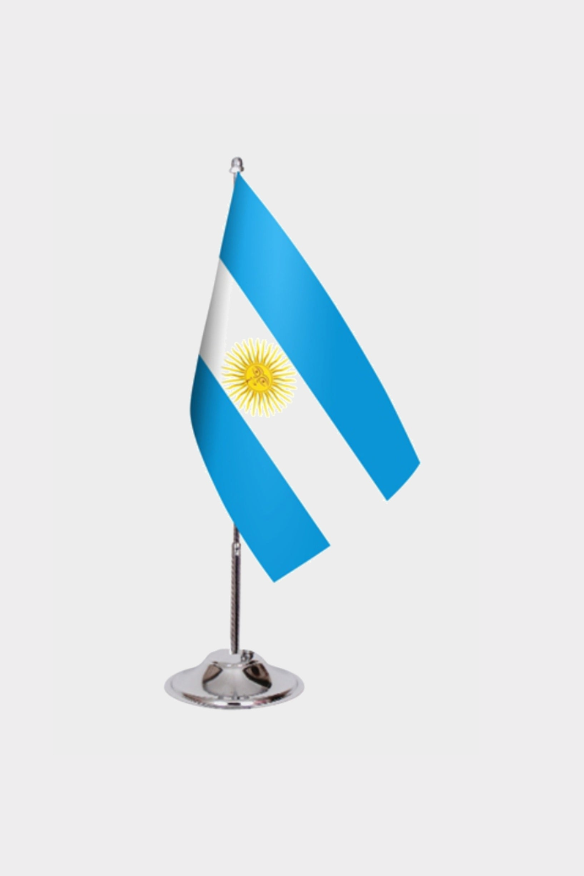 Argentine Desk Flag - Premium Double-Layer Satin with Chrome L-Shaped Stand | Professional Quality Country Desk Flag for Government Offices and Institutions