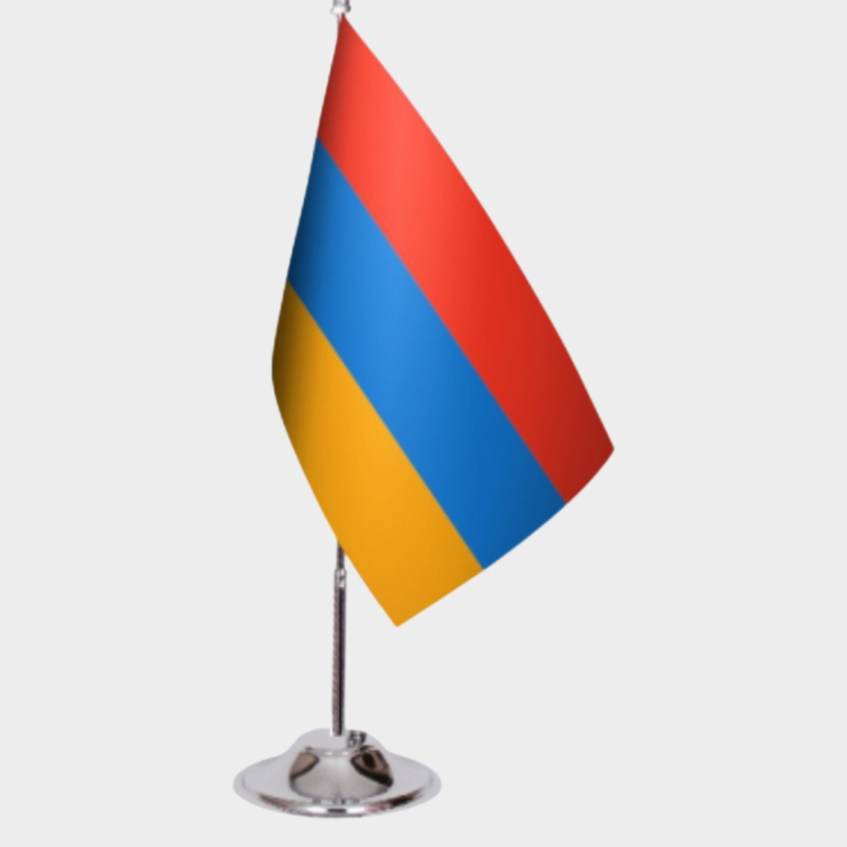 Armenia Desk Flag - Premium Double-Layer Satin with Chrome L-Shaped Stand | Professional Quality Country Desk Flag for Government Offices and Institutions